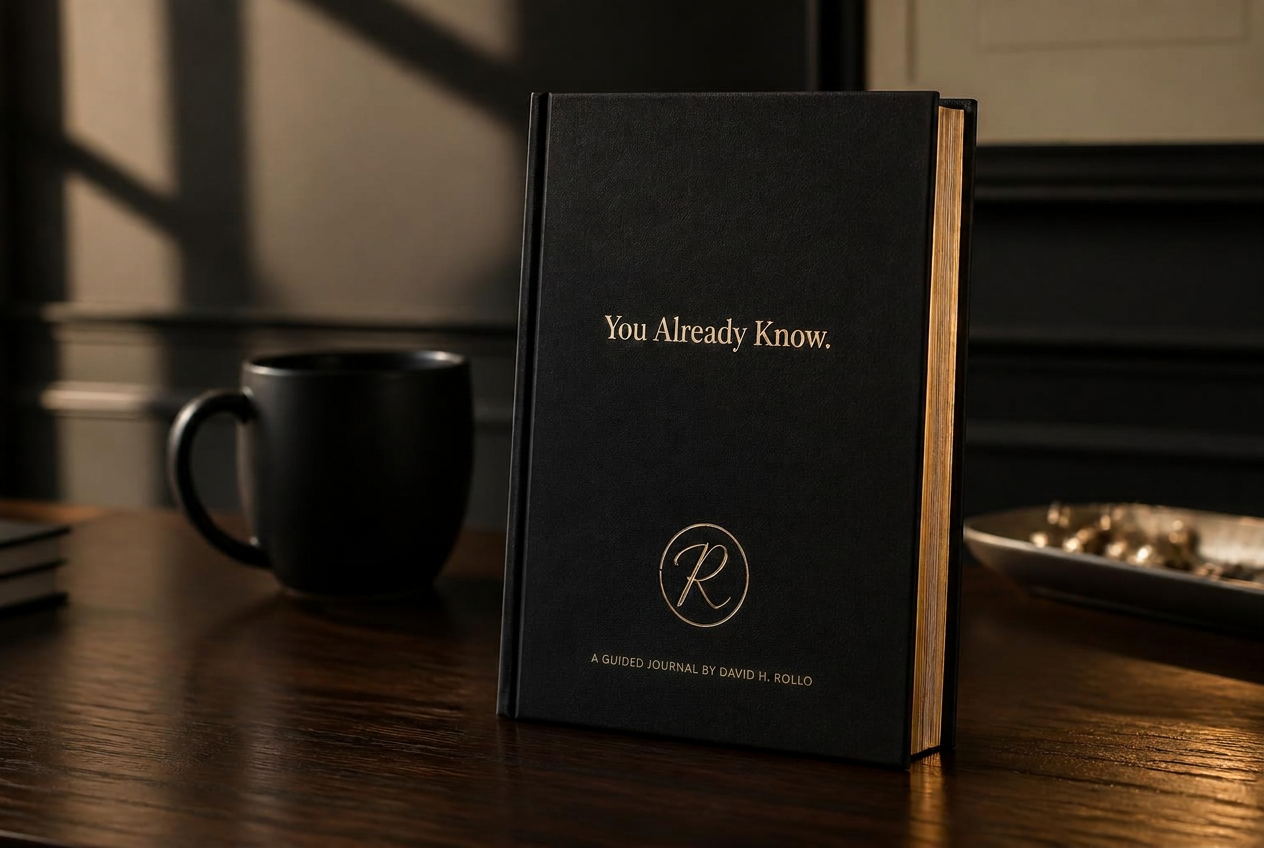 Cover detail of the You Already Know journal in matte black with gold foil